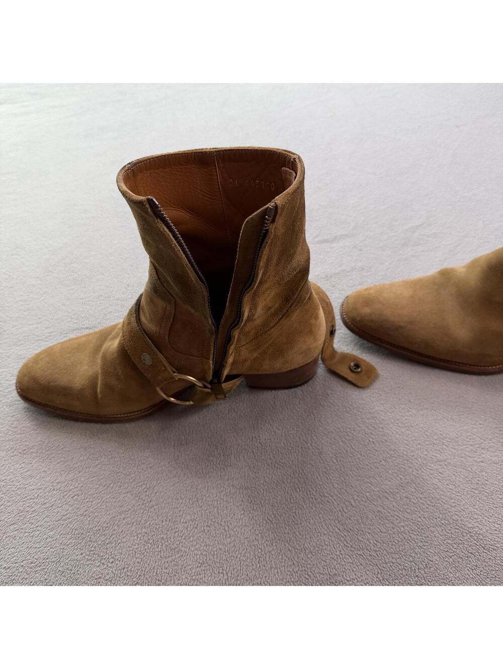 Saint Laurent Paris Wyatt Harness Suede Boots Brown Tan Italy Men's EU 41 US 8 - Picture 6 of 12